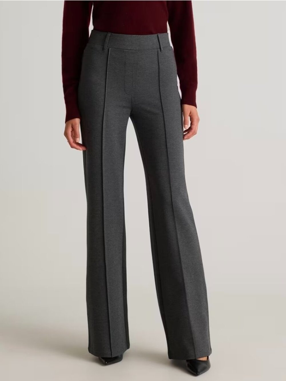 Quince Ultra-Stretch Ponte Flare Leg Pants in Charcoal Size Small NWOT